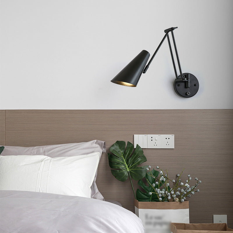 Modern Style Metal Wall Sconce 1 Light Wall Mount Light for Bedroom Bedside
