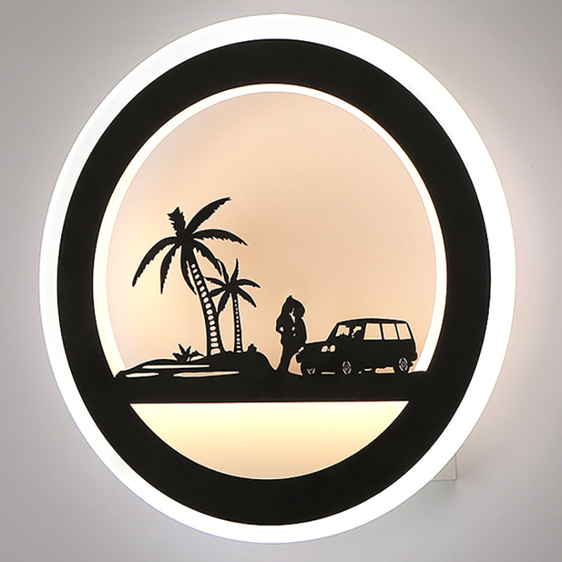 Unique Shape Metal Wall Light Modern Style 1-Light Wall Mounted Light Fixture in Black