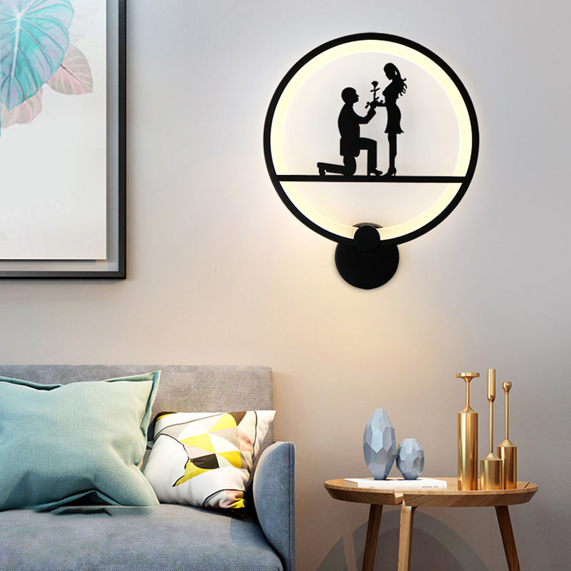 Unique Shape Metal Wall Light Modern Style 1-Light Wall Mounted Light Fixture in Black