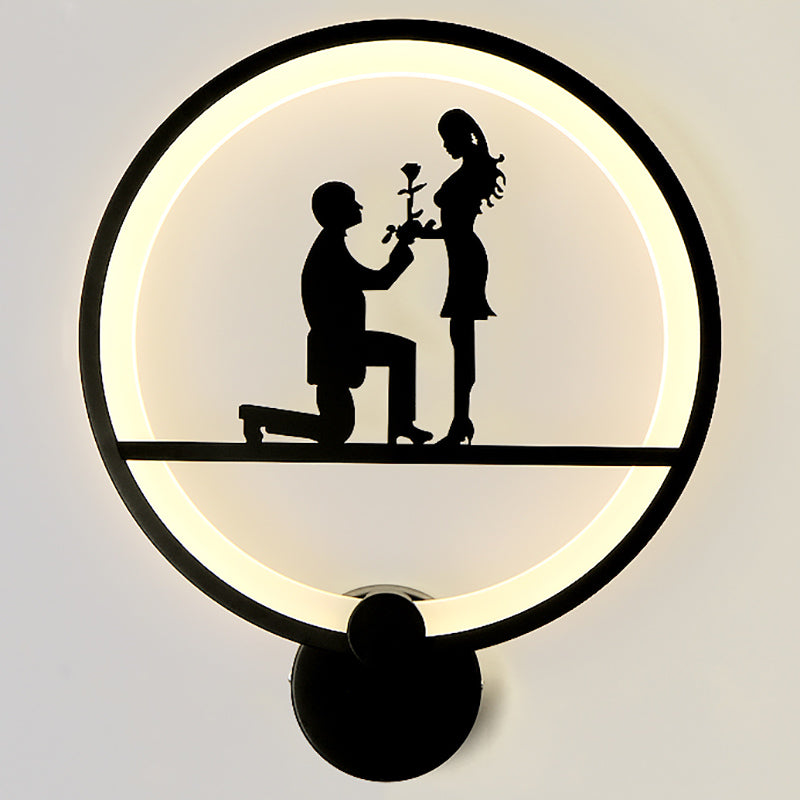 Unique Shape Metal Wall Light Modern Style 1-Light Wall Mounted Light Fixture in Black