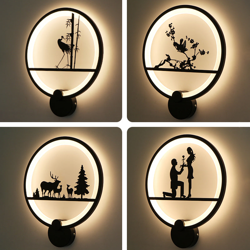 Unique Shape Metal Wall Light Modern Style 1-Light Wall Mounted Light Fixture in Black