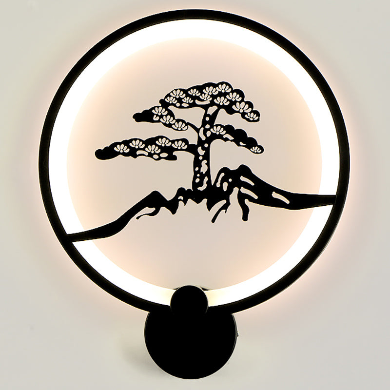 Unique Shape Metal Wall Light Modern Style 1-Light Wall Mounted Light Fixture in Black