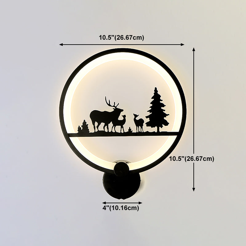 Unique Shape Metal Wall Light Modern Style 1-Light Wall Mounted Light Fixture in Black