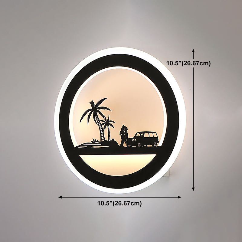 Unique Shape Metal Wall Light Modern Style 1-Light Wall Mounted Light Fixture in Black