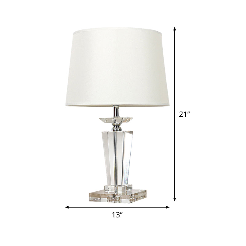 Fasskristall Task Light Moderne Stoff 1 Glühbirne weiße Nachttischlampe, 21 "/23,5" lang