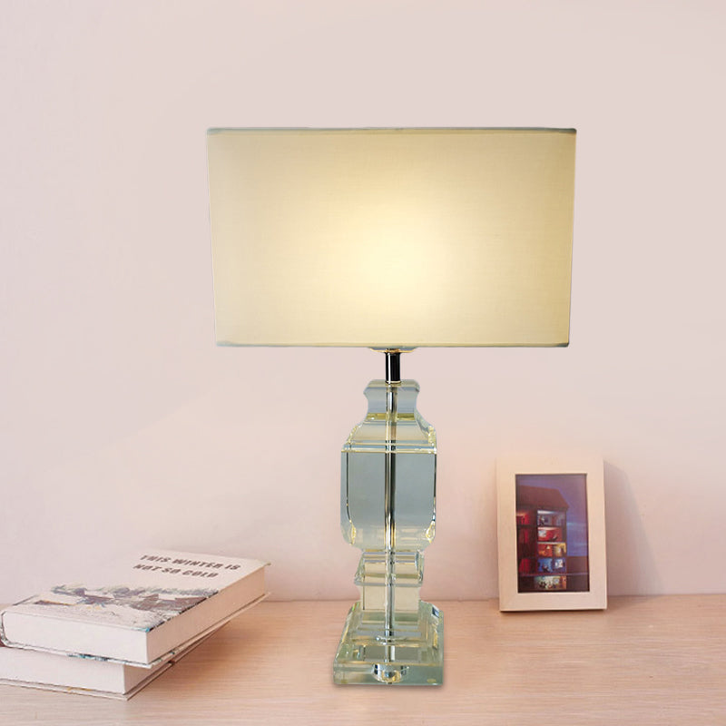 Baluster Desk Lampe moderne handgeschnittene Kristall 1 Glühbirnen weiße Tischlicht mit Stoffton