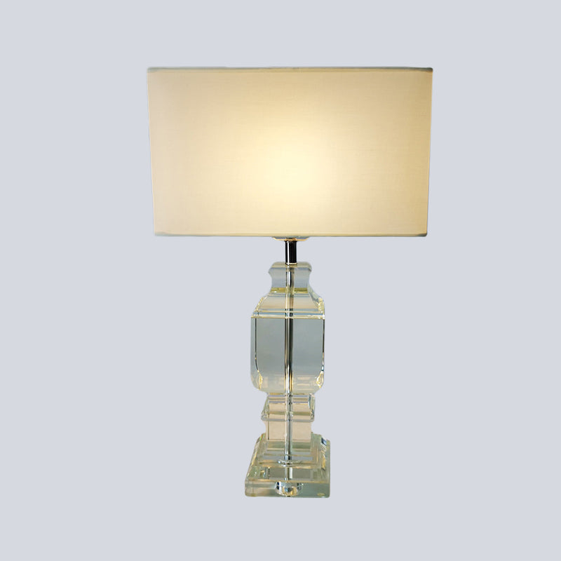 Baluster Desk Lampe moderne handgeschnittene Kristall 1 Glühbirnen weiße Tischlicht mit Stoffton