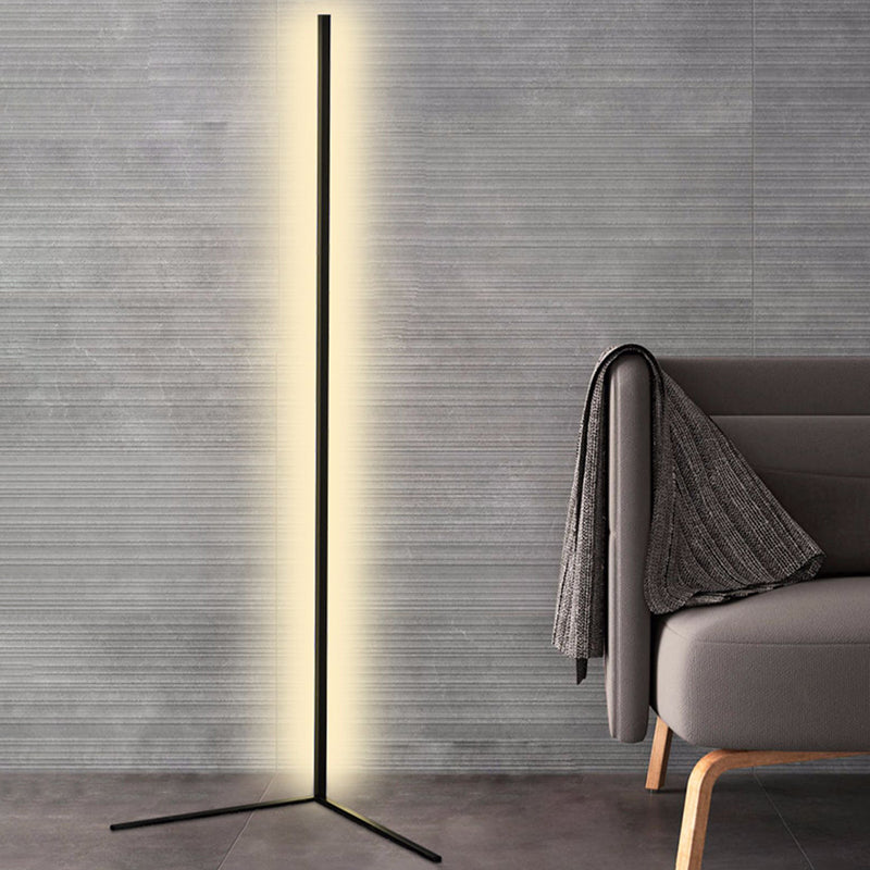 Contemporary Linear Floor Lamp Metal Black LED Floor Light for Living Room