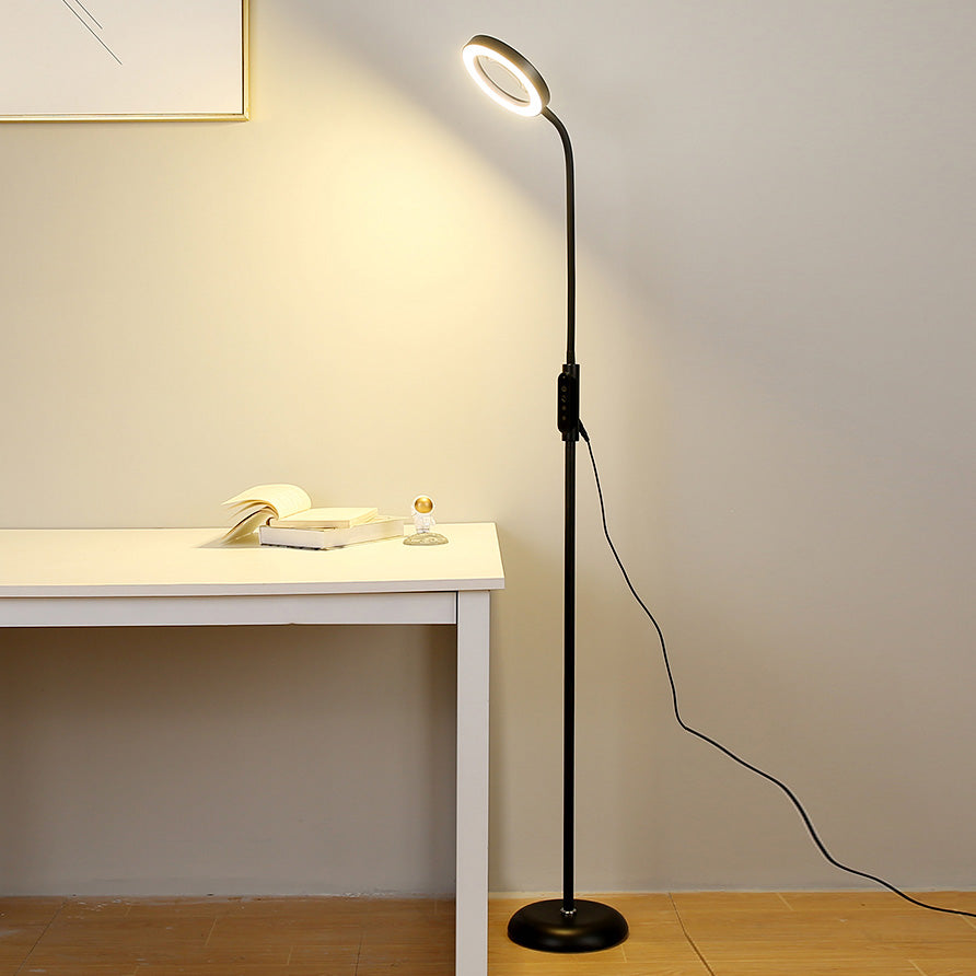 Circle Shape Metal Floor Lighting Contemporary Style 1 Light Floor Lamp