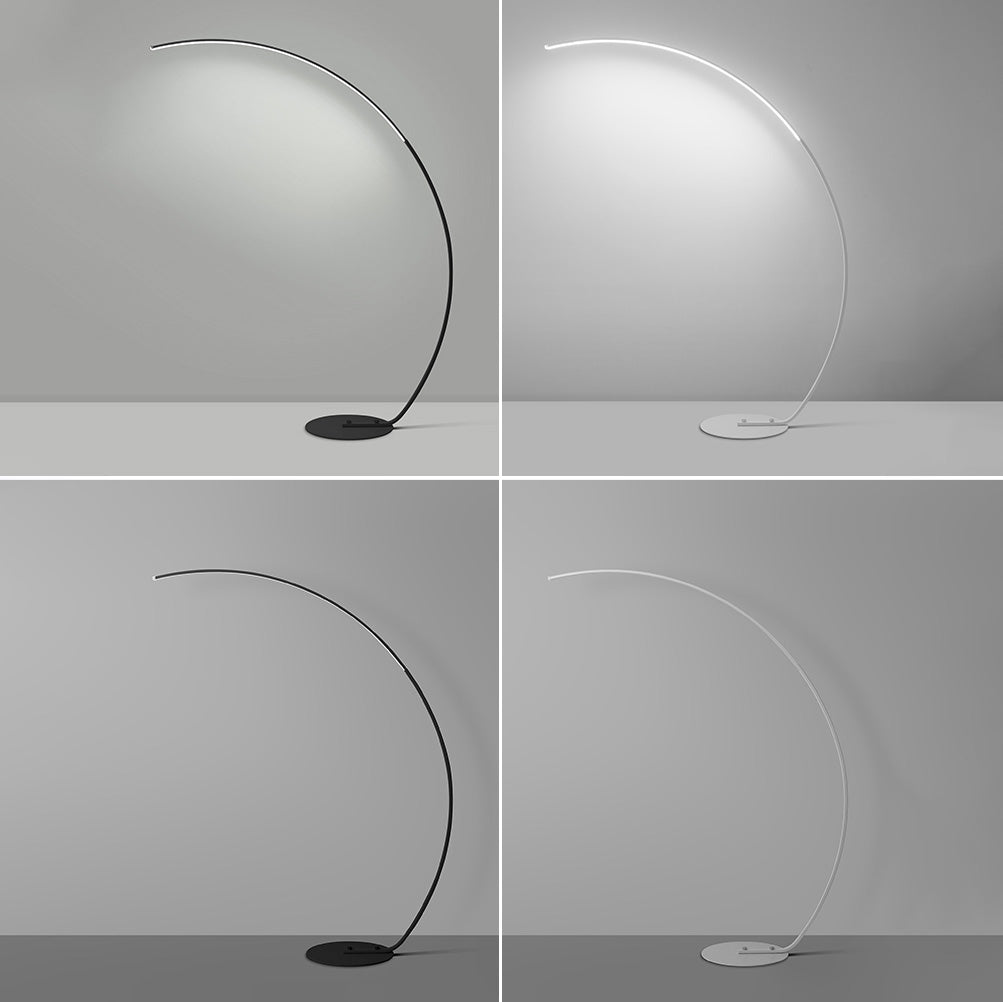 Curve Shape Metal Floor Lighting Contemporary Style 1 Light Floor Lamp