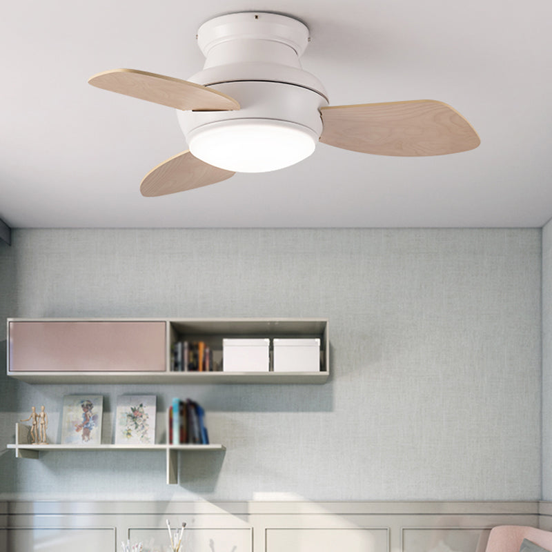 Kids Style Round Ceiling Fan Light Metal 1 Light LED Flush Light for Bedroom