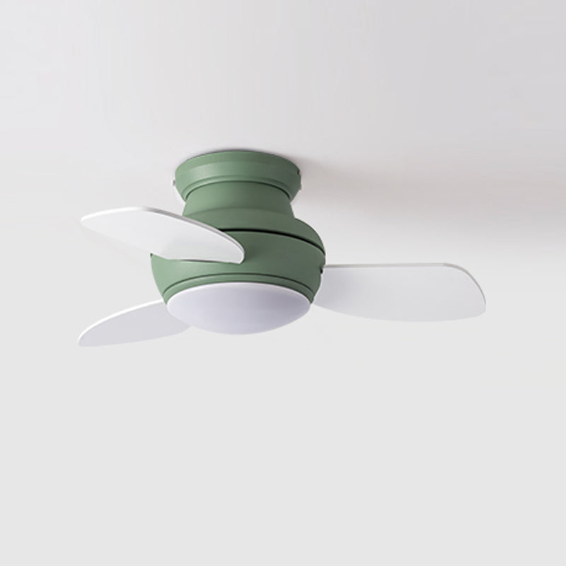 Kids Style Round Ceiling Fan Light Metal 1 Light LED Flush Light for Bedroom