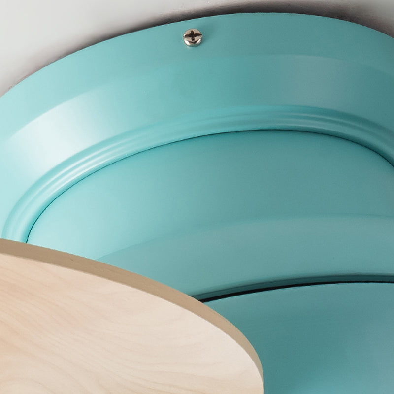 Kids Style Round Ceiling Fan Light Metal 1 Light LED Flush Light for Bedroom