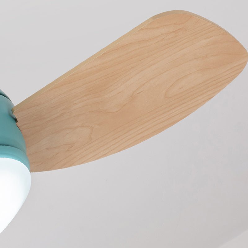 Kids Style Round Ceiling Fan Light Metal 1 Light LED Flush Light for Bedroom