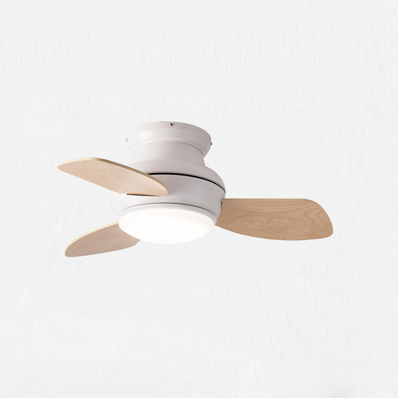 Kids Style Round Ceiling Fan Light Metal 1 Light LED Flush Light for Bedroom