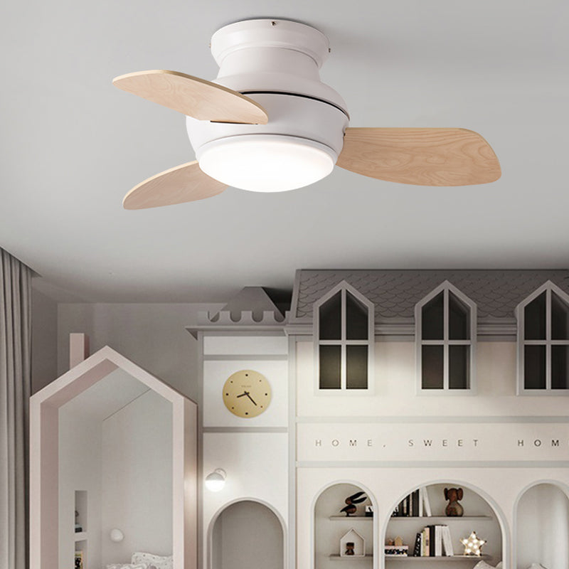 Kids Style Round Ceiling Fan Light Metal 1 Light LED Flush Light for Bedroom