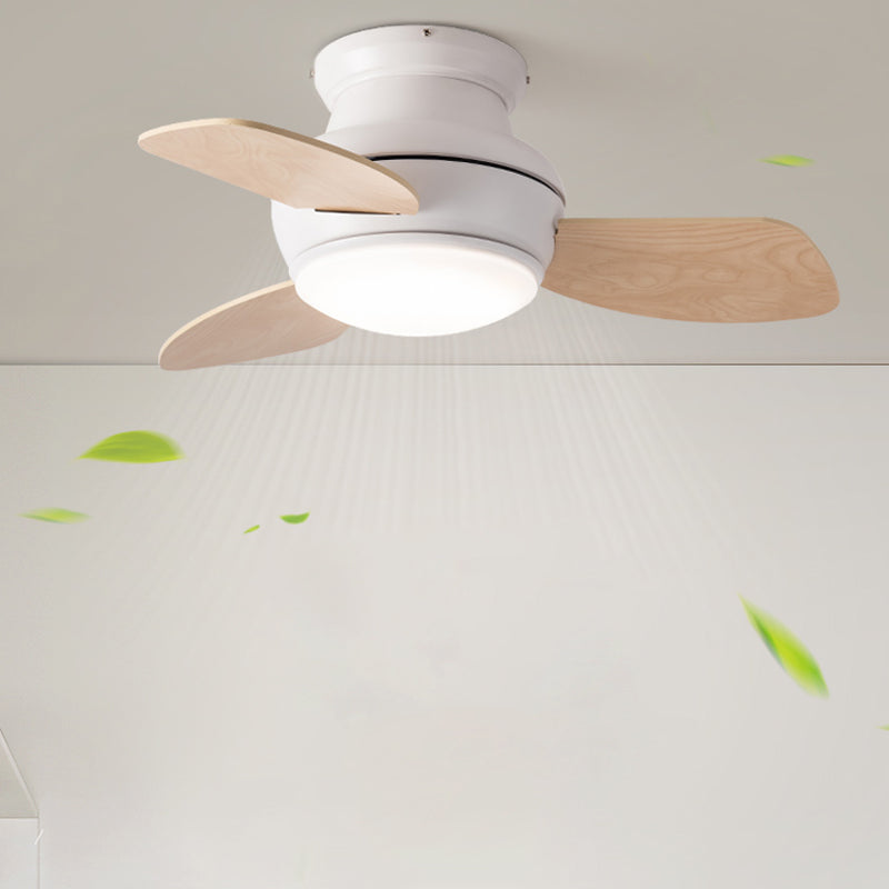 Kids Style Round Ceiling Fan Light Metal 1 Light LED Flush Light for Bedroom