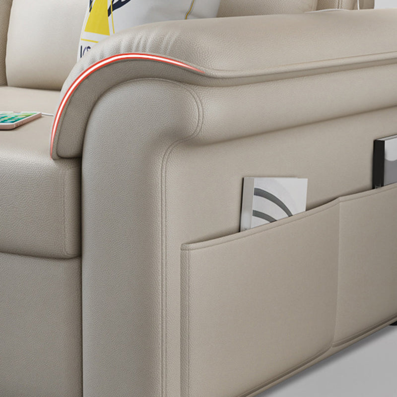 Cushion Back Storage Stain-Resistant Manual Reclining Faux Leather Sectional Sofa Set