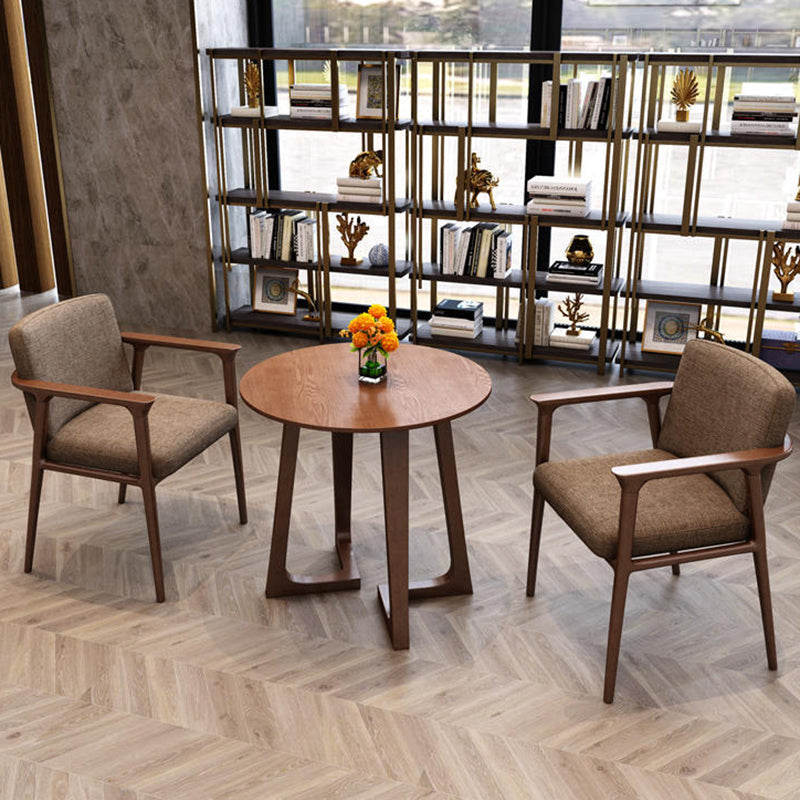 Wood Abstract End Table Traditional Espresso/Natural Sofa Side End Table for Living Room