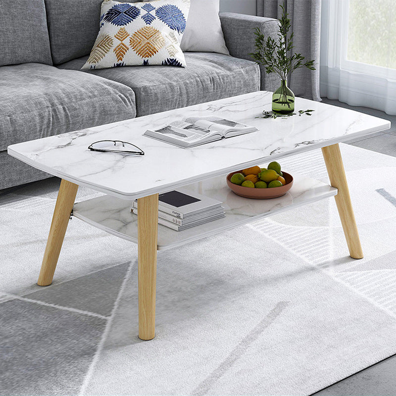 Modern 4 Legs Coffee Table with Storage Champagne Cocktail Table