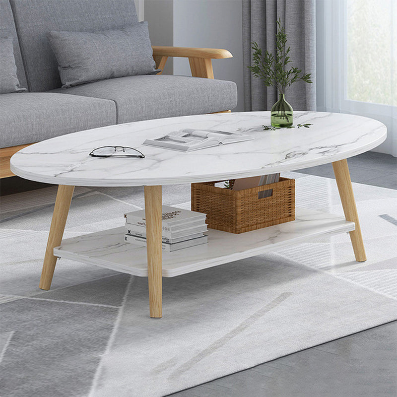 Modern 4 Legs Coffee Table with Storage Champagne Cocktail Table