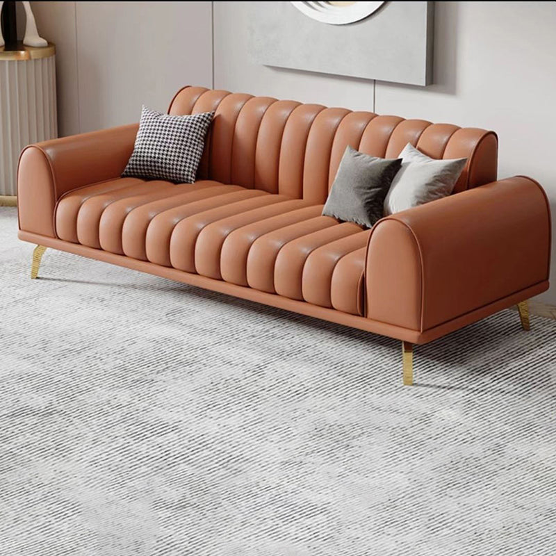 Modern Rolled Arm Sofa Standard Sofa with Sewn Pillow Back for Living Room