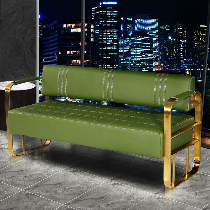 Faux Leather Sofa 21.65" D x 28.74" H Square Arm Sofa for Living Room
