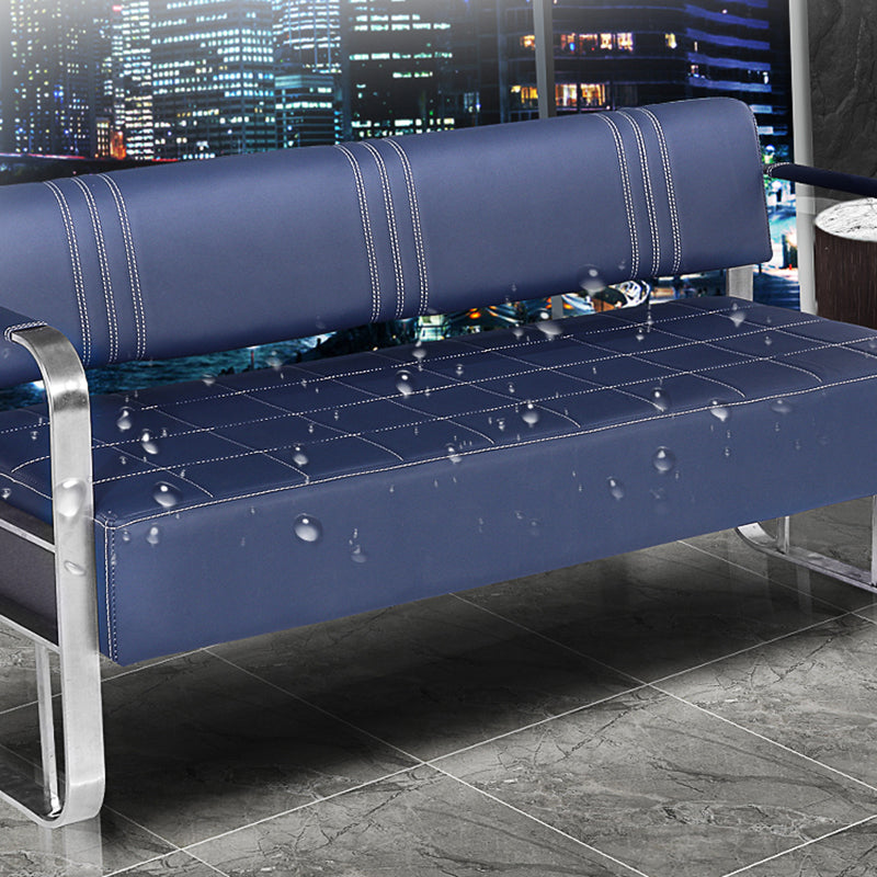 Faux Leather Sofa 21.65" D x 28.74" H Square Arm Sofa for Living Room