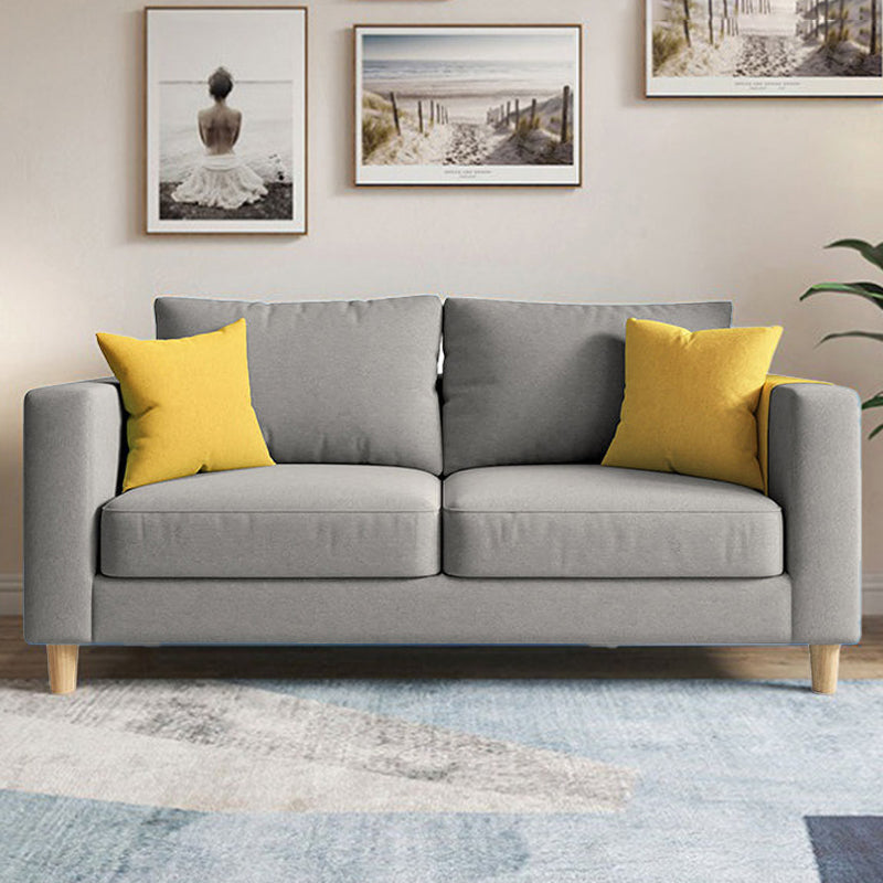 Linen Contemporary Square Arm Sofa Standard Sofa with Slipcovered for Living Room