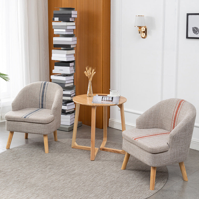 Faux Leather Chair Barrel Chair Solid Wood Frame Chair for Living Room