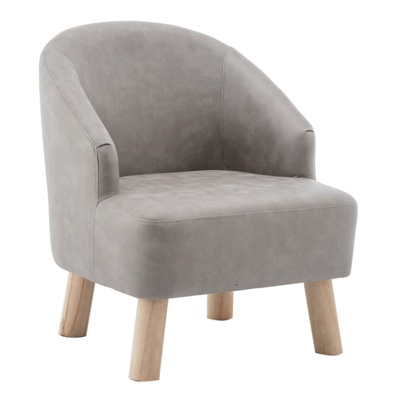 Faux Leather Chair Barrel Chair Solid Wood Frame Chair for Living Room