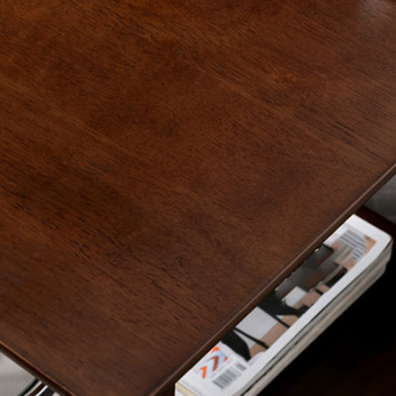 Rectangular Coffee Table with 4 Legs in Wood/black/walnut Rubber Cocktail Table