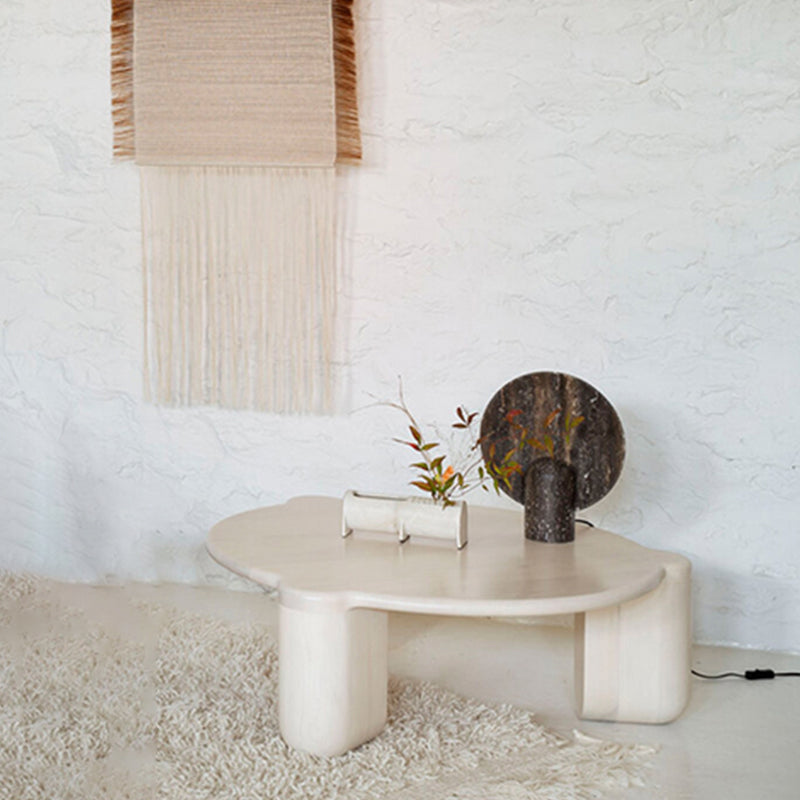 White Goose/black Oak Round Coffee Table with 3 legs Base Cocktail Table