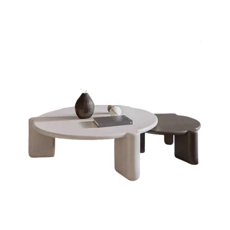 White Goose/black Oak Round Coffee Table with 3 legs Base Cocktail Table