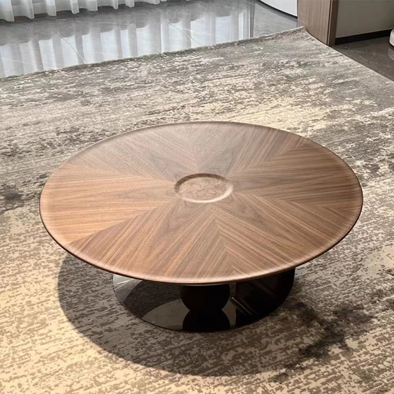 Nordic Style Cocktail Table Walnut/black Wood Round Coffee Table