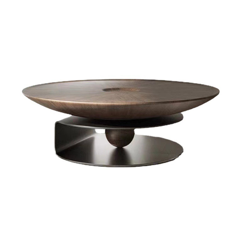 Nordic Style Cocktail Table Walnut/black Wood Round Coffee Table