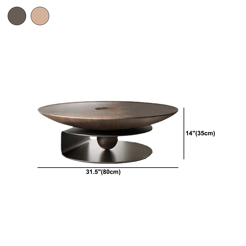 Nordic Style Cocktail Table Walnut/black Wood Round Coffee Table