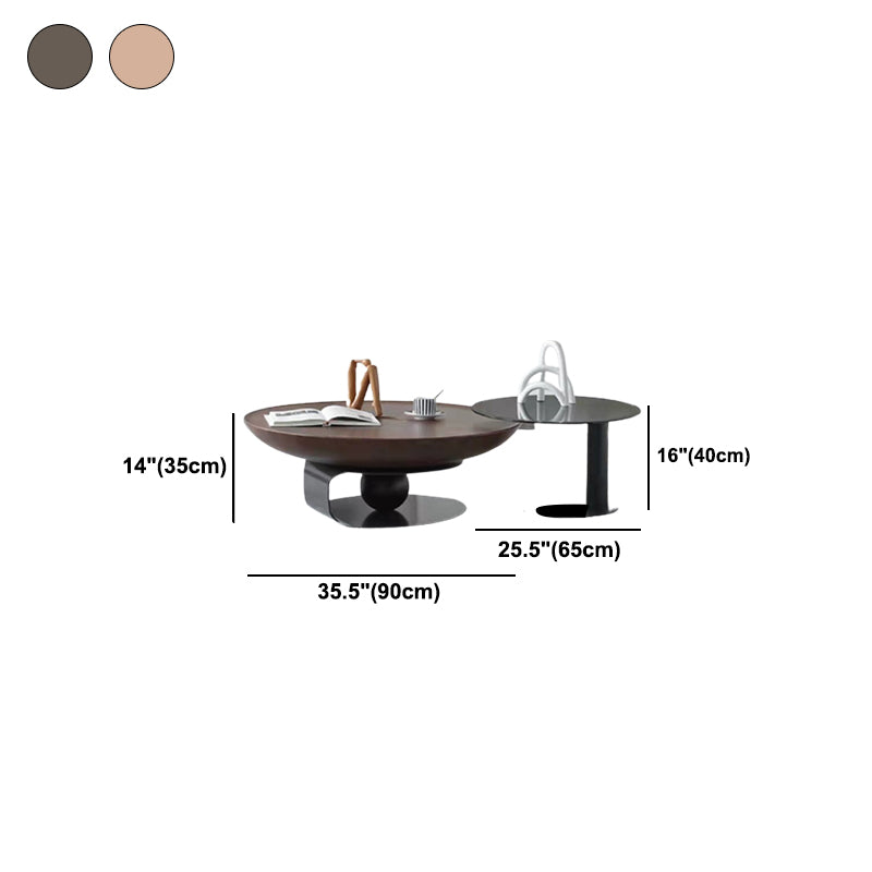 Nordic Style Cocktail Table Walnut/black Wood Round Coffee Table