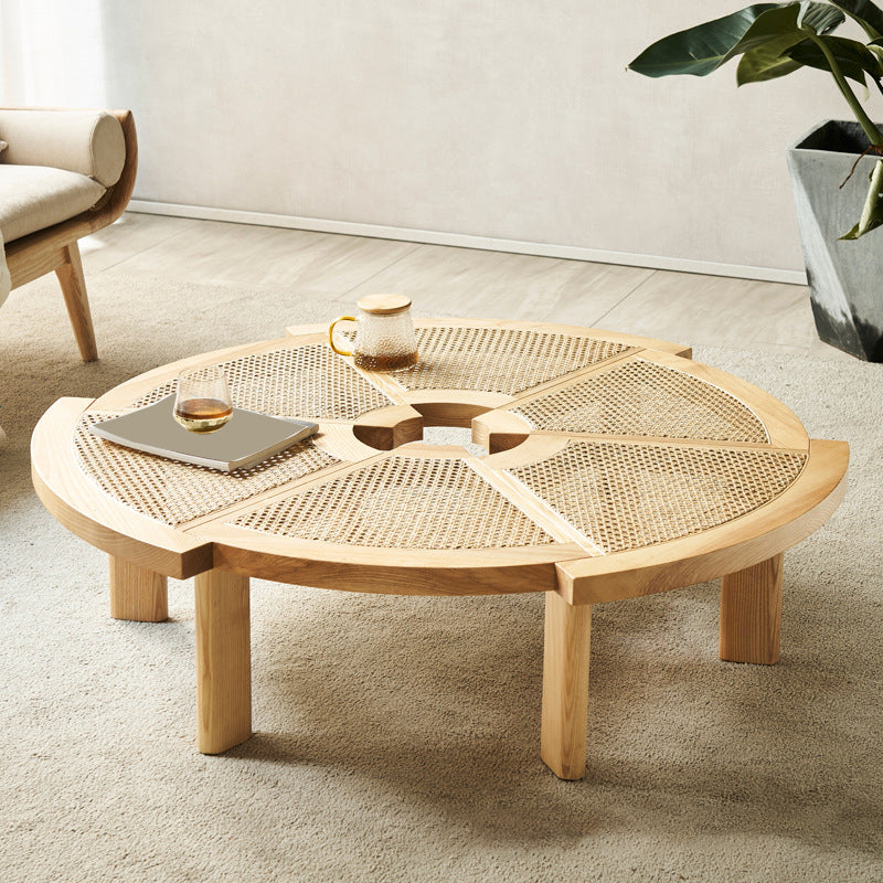 6 Legs Single Coffee Table Wooden Modernism Brown/Beige/Black Cocktail Table