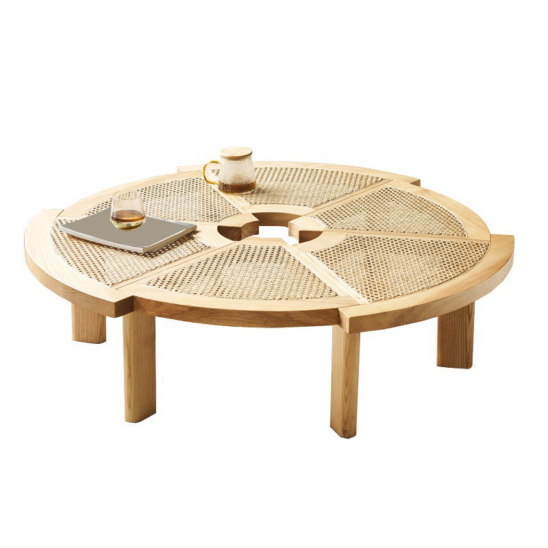 6 Legs Single Coffee Table Wooden Modernism Brown/Beige/Black Cocktail Table