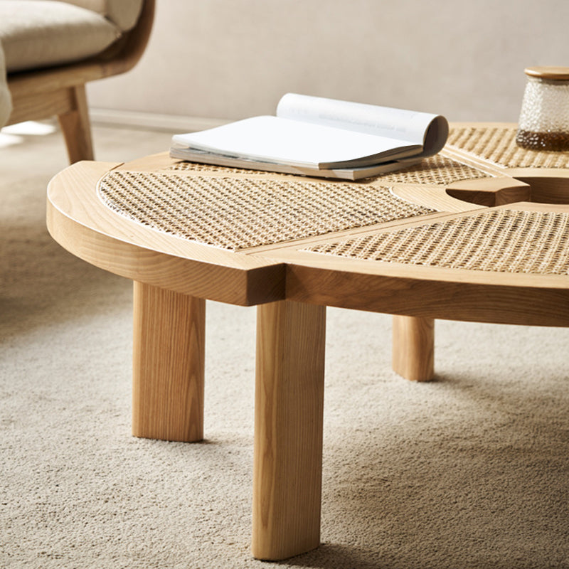 6 Legs Single Coffee Table Wooden Modernism Brown/Beige/Black Cocktail Table