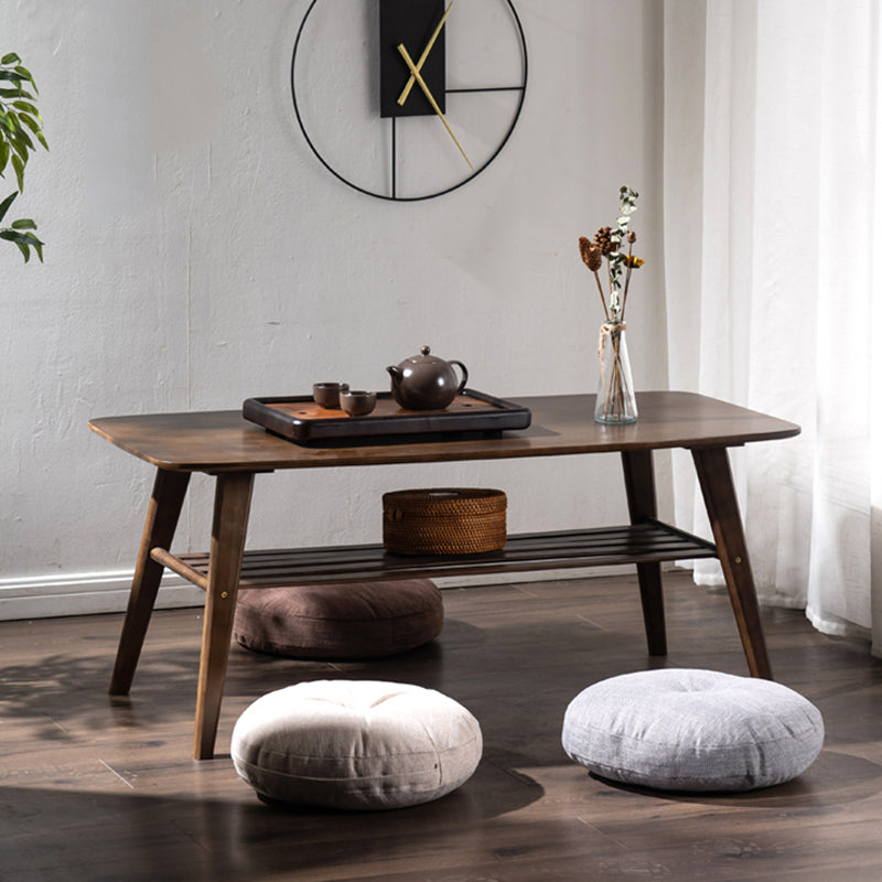 4 Legs 1 Single Coffee Table with Wood Accents Modern Rectangular Cocktail Table