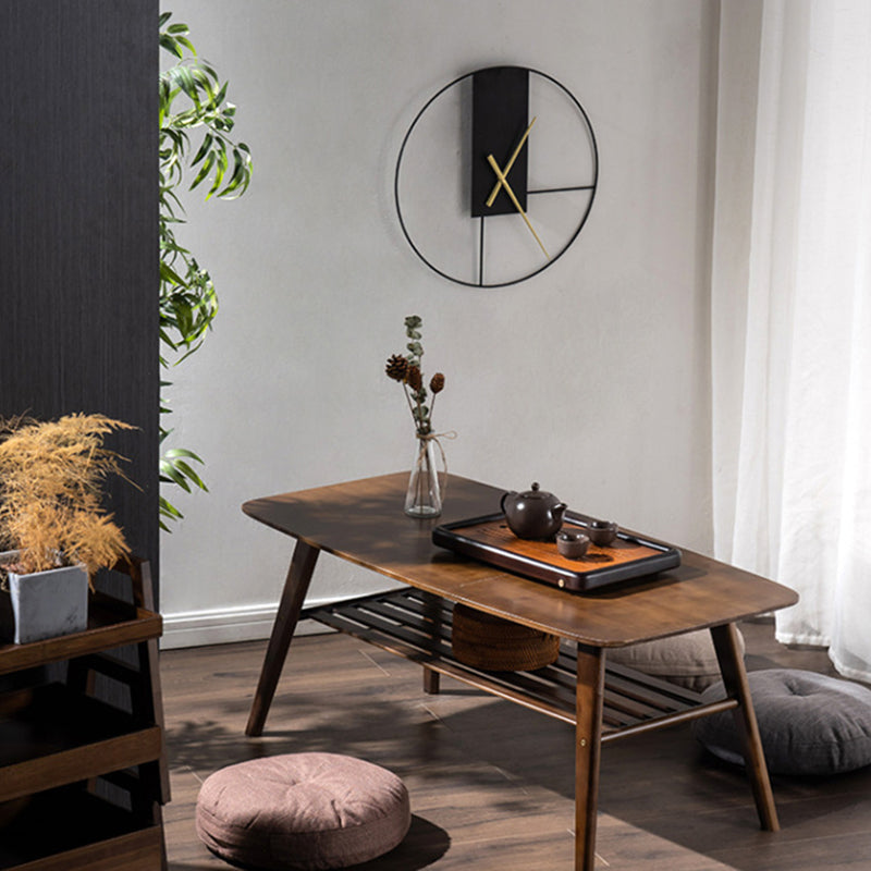 4 Legs 1 Single Coffee Table with Wood Accents Modern Rectangular Cocktail Table