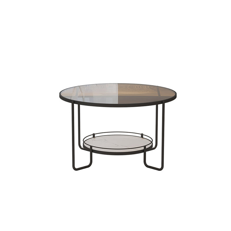 Modern 1 Single Frame Coffee Table Round Cocktail Table with Storage