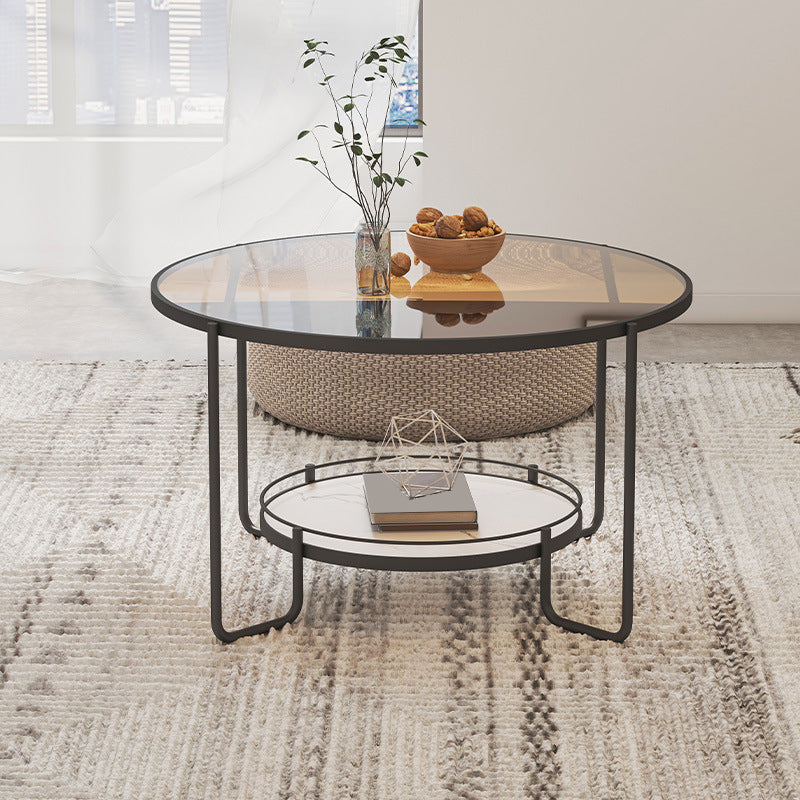 Modern 1 Single Frame Coffee Table Round Cocktail Table with Storage