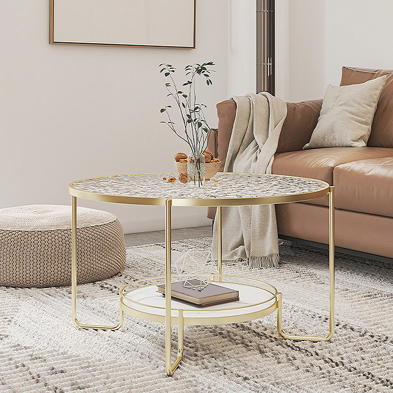 Modern 1 Single Frame Coffee Table Round Cocktail Table with Storage