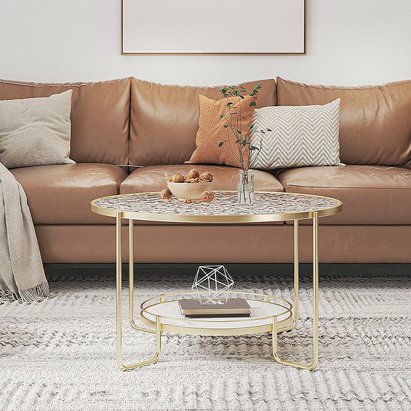 Modern 1 Single Frame Coffee Table Round Cocktail Table with Storage