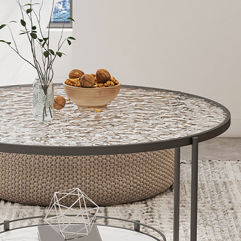 Modern 1 Single Frame Coffee Table Round Cocktail Table with Storage