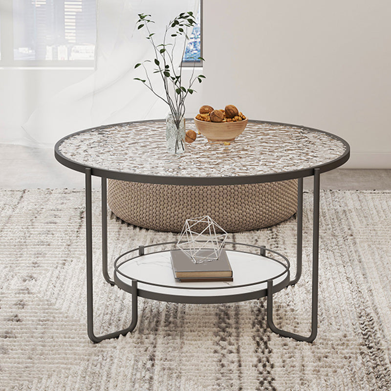 Modern 1 Single Frame Coffee Table Round Cocktail Table with Storage