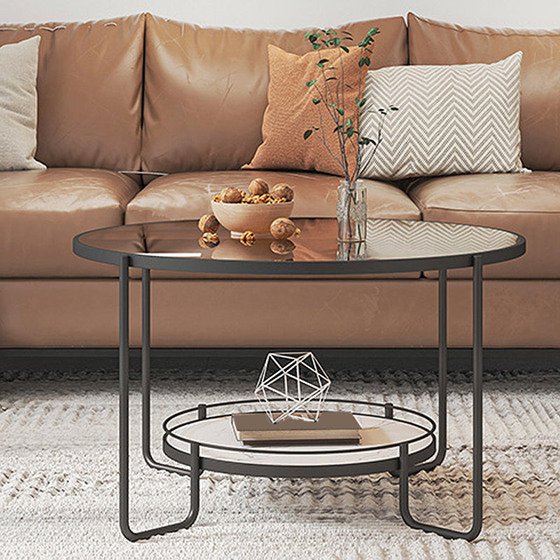 Modern 1 Single Frame Coffee Table Round Cocktail Table with Storage